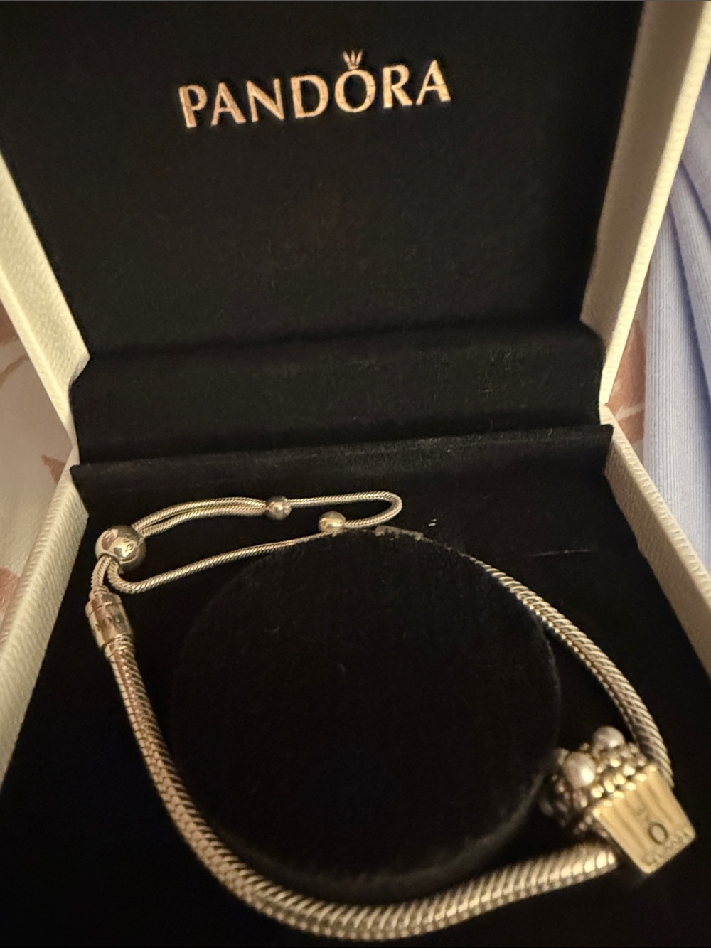 Pandora Silver Snake Chain Bracelet with Charm